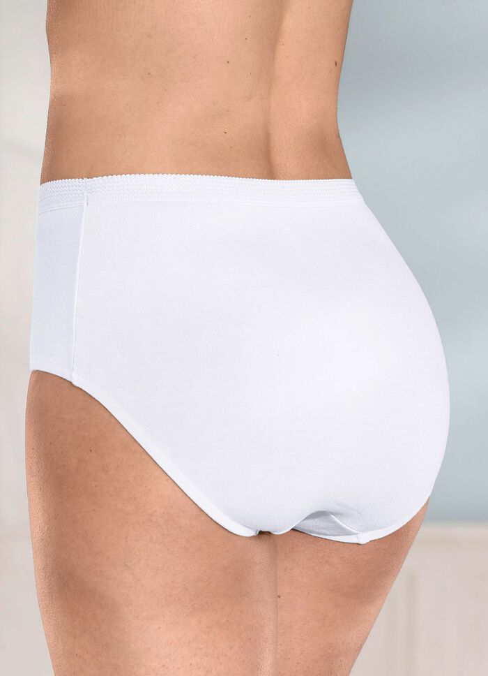 Fyrapack trosor med dekorativt res&aring;rband i midjan 