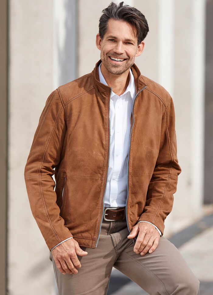 Kort jacka i nubuckl&auml;der 