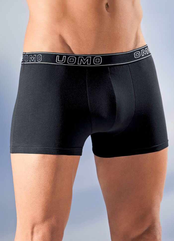 Paket med fem byxor, enf&auml;rgade med res&aring;r i midjan 