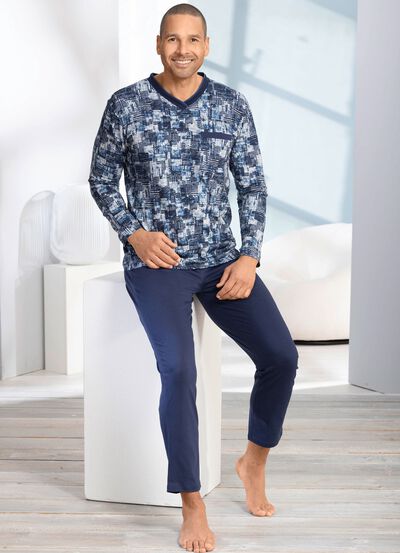 V-ringad pyjamas med &ouml;ppna manschetter 