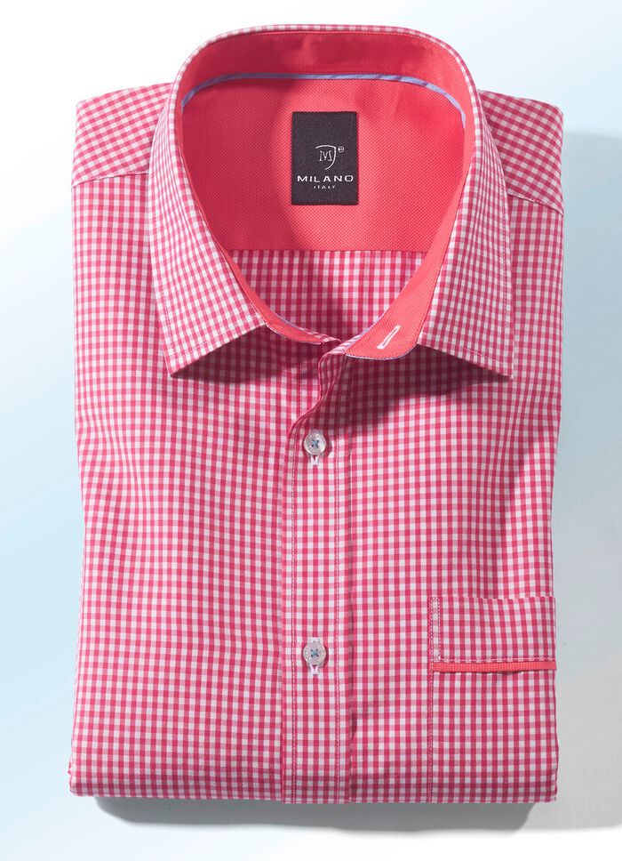 Skjorta fr&aring;n Milano Italy med korta och l&aring;nga &auml;rmar i 4 f&auml;rger LJUS R&Ouml;D-VIT