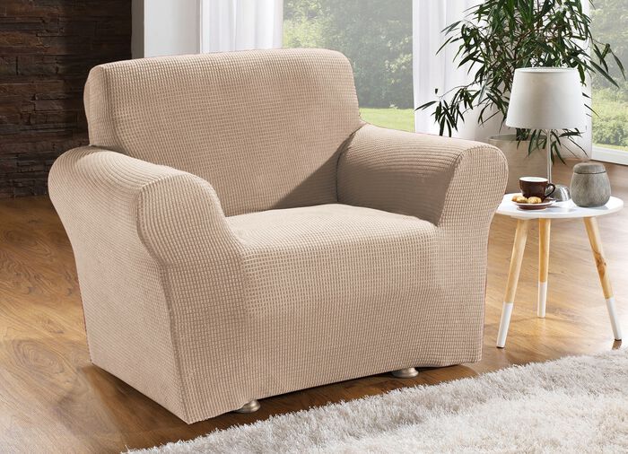 Bi-elastiska stretch&ouml;verdrag av 92% bomull BEIGE