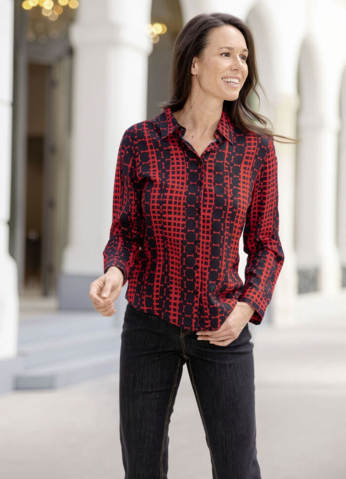 Blus med skjortkrage 