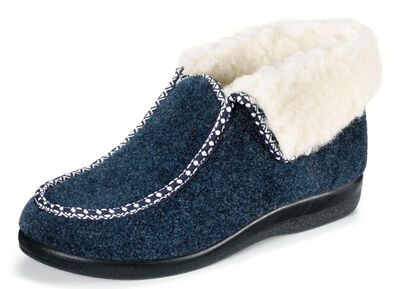 Varma damtofflor, bredd H, med ull 