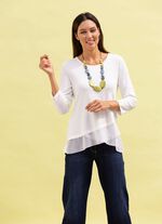 Skjorttunika med skiktade volanger ECRU