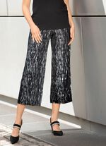 Culottes med elegant glansigt tryck SVART SILVER