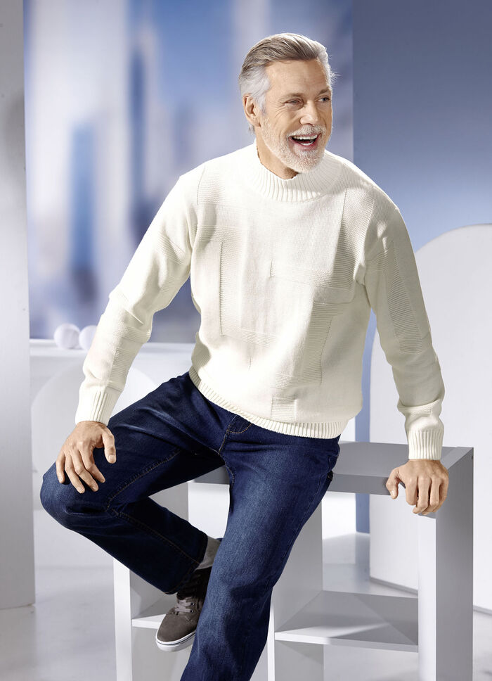 Pullover med strukturerad design i 3 f&auml;rger WOLLWEISS