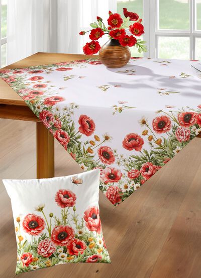 Bord- och rumsdekoration med vallmomotiv 