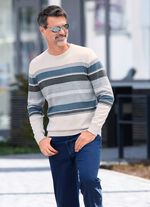 Tr&ouml;ja med rund hals NATURGR&Aring;-JEANSBL&Aring; RANDIG