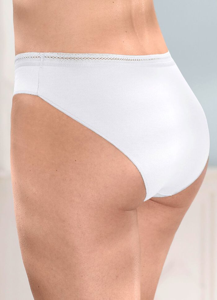 Fyrapack trosor med dekorativt res&aring;rband i midjan 