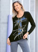 Skjorta med glimmer och pl&auml;ttdekor i 2 f&auml;rger SVART