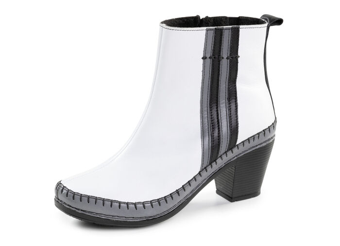 Gemini ankelboots gjorda av nappaläder i kohud med kontrasterande ränder WEISS-GRAU-SCHWARZ