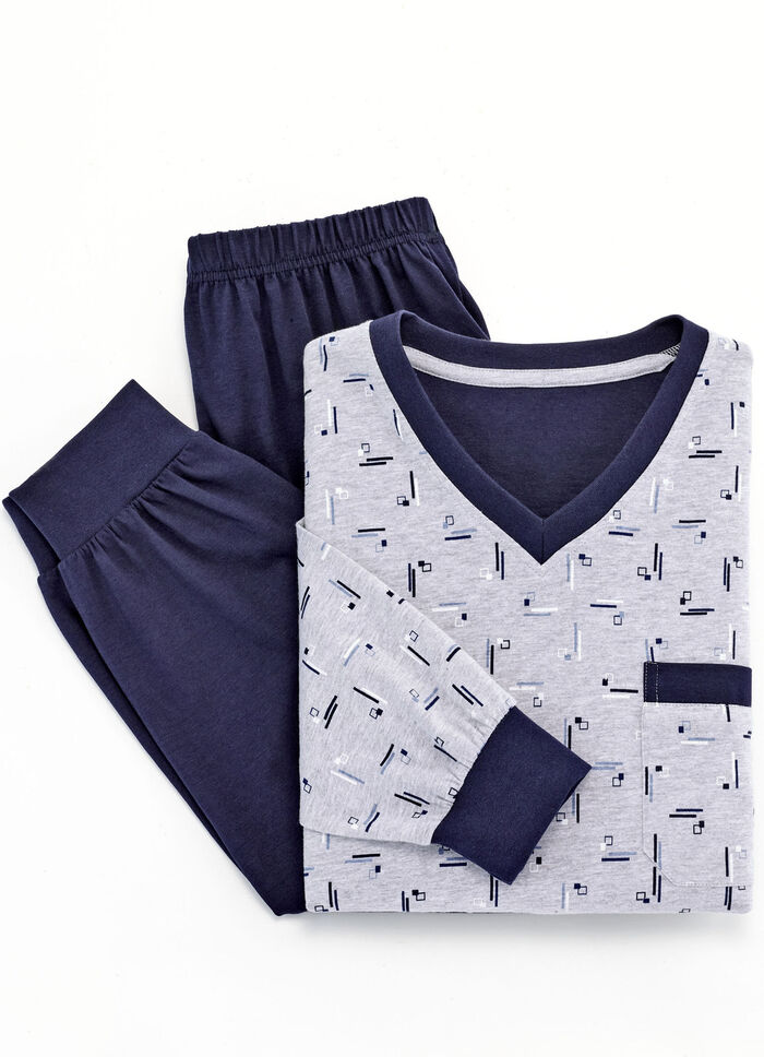 Tvåpack pyjamas med V-ringning och muddar i kanterna 