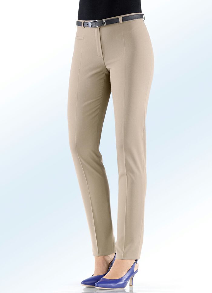 Byxor med smal f&aring;ll BEIGE