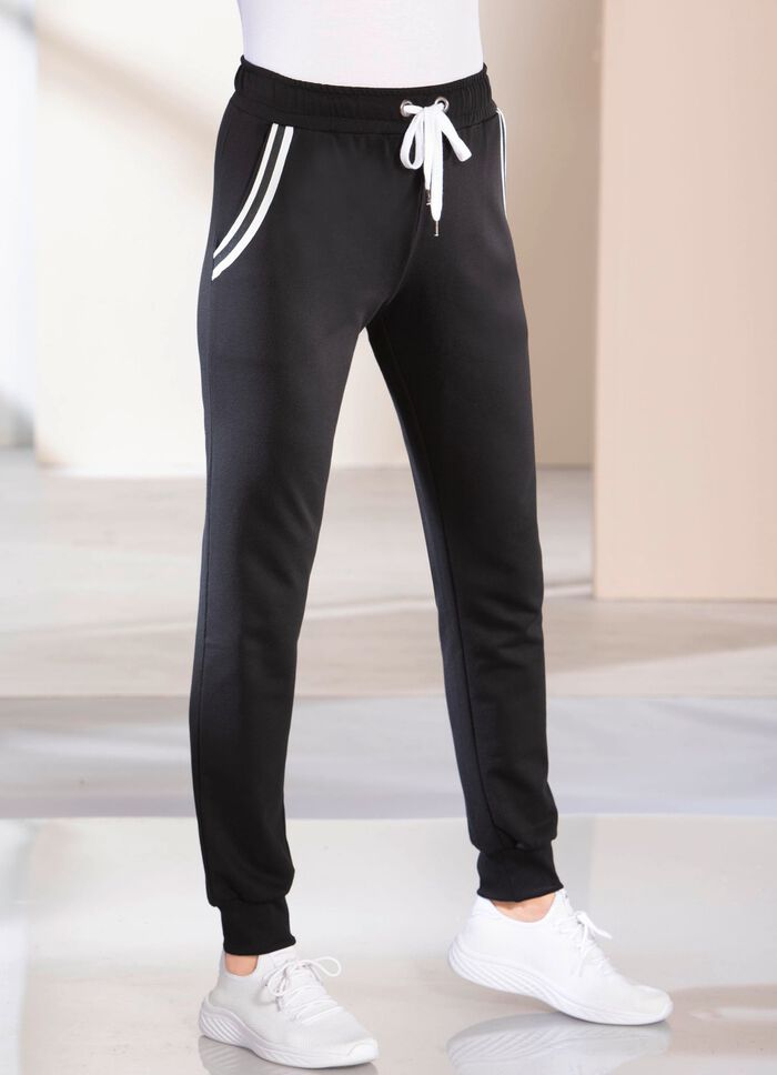 Fritidsbyxor med res&aring;r i midjan SVART