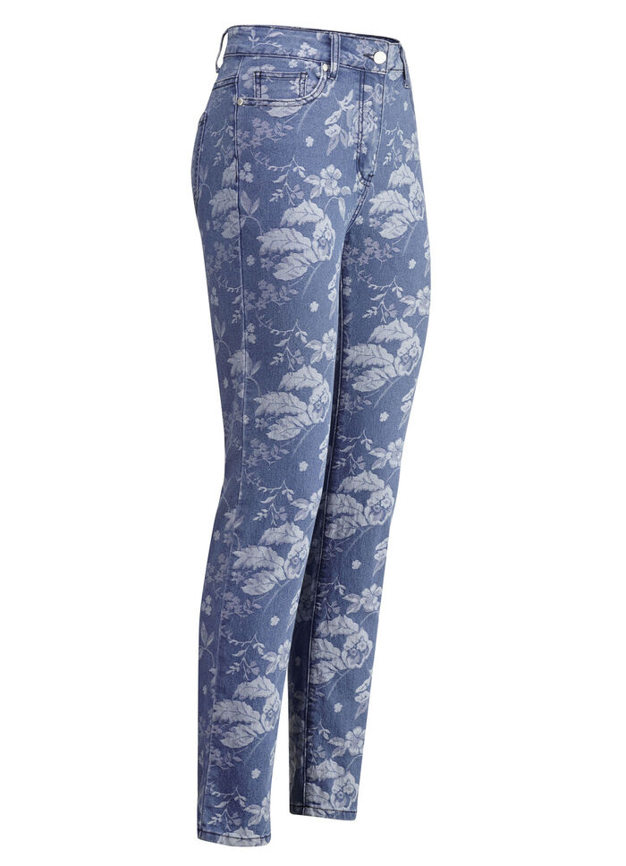 Jeans med blommig design SVART