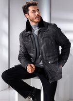 L&auml;derjacka med avtagbar krage i fuskp&auml;ls 