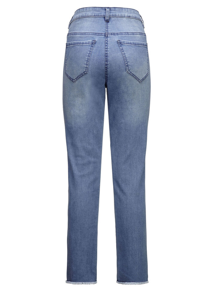 Eleganta jeans med fina strass och franskant LJUSBLÅ