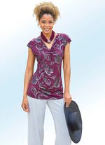 Tunika med blommigt glansigt tryck &ouml;verallt 