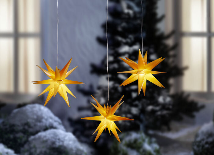 LED-stjärna, 3 delar, med timerfunktion GUL