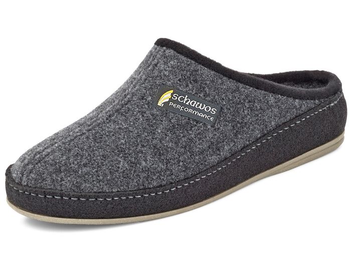 Andningsbara herrtofflor med anatomiskt formad fotb&auml;dd ANTRACIT-SVART