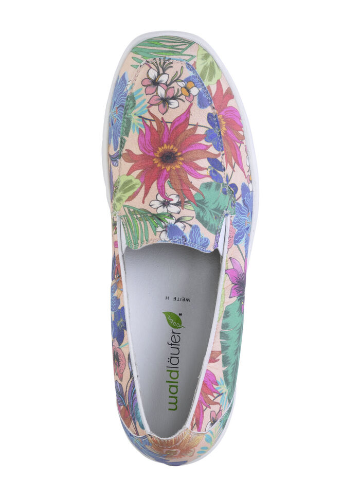 Waldläufer tofflor tillverkade av bestruket, blomtryckt textilmaterial MULTICOLOR
