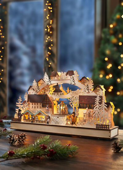 Ljusbåge med LED-belysning och julmusik 