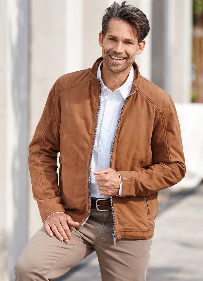 Kort jacka i nubuckl&auml;der 