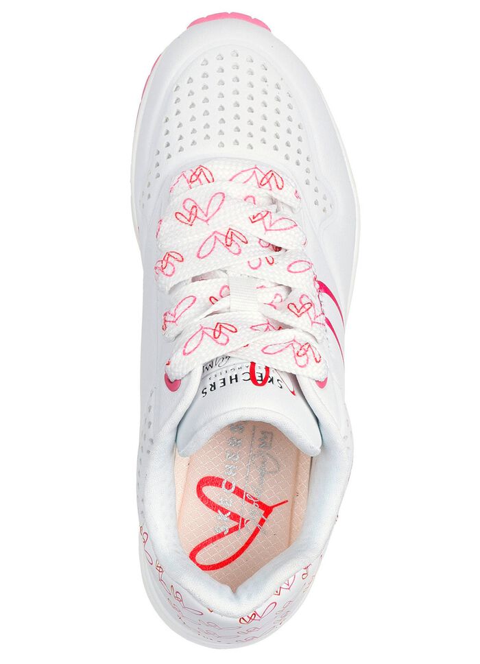 SKECHERS sneakers med sn&ouml;rning med s&ouml;tt hj&auml;rttryck VIT-ROSA