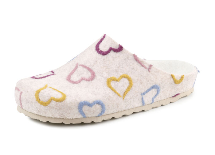 Laurina, klassiska damtofflor, bredd H, med anatomiskt formad fotbädd ECRU