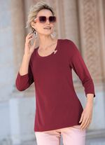 Skjorta med dekorativ ring vid halsringningen i 2 f&auml;rger BORDEAUX