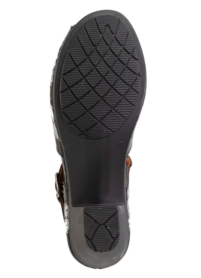 Sandal med remmar i Gemini med dekorativa perforeringar SCHWARZ-GRAU