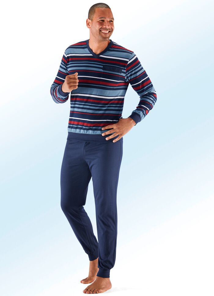 Tv&aring;pack pyjamas med V-ringning och muddar 