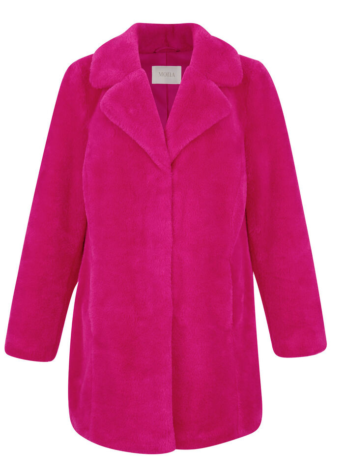 Fuskpälsjacka med lapelkrage FUCHSIA
