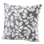 Kuddfodral med vackert bladmotiv GRÅVIT