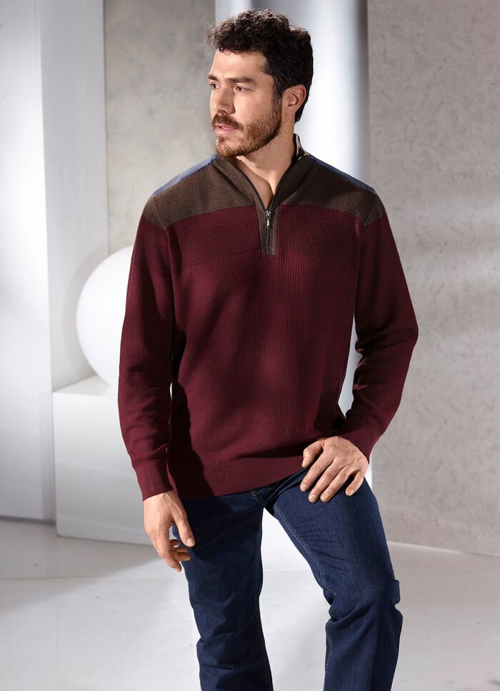 St&aring;kragetr&ouml;ja med blandad textur VINR&Ouml;DBRUN MELERAD