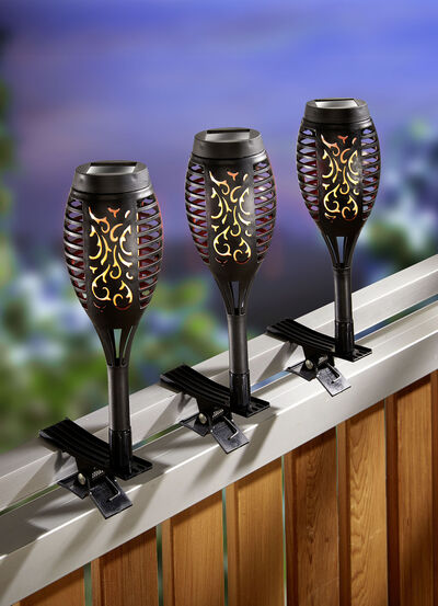 Solfacklampa, set om 3, f&ouml;r att kl&auml;mma eller plugga 