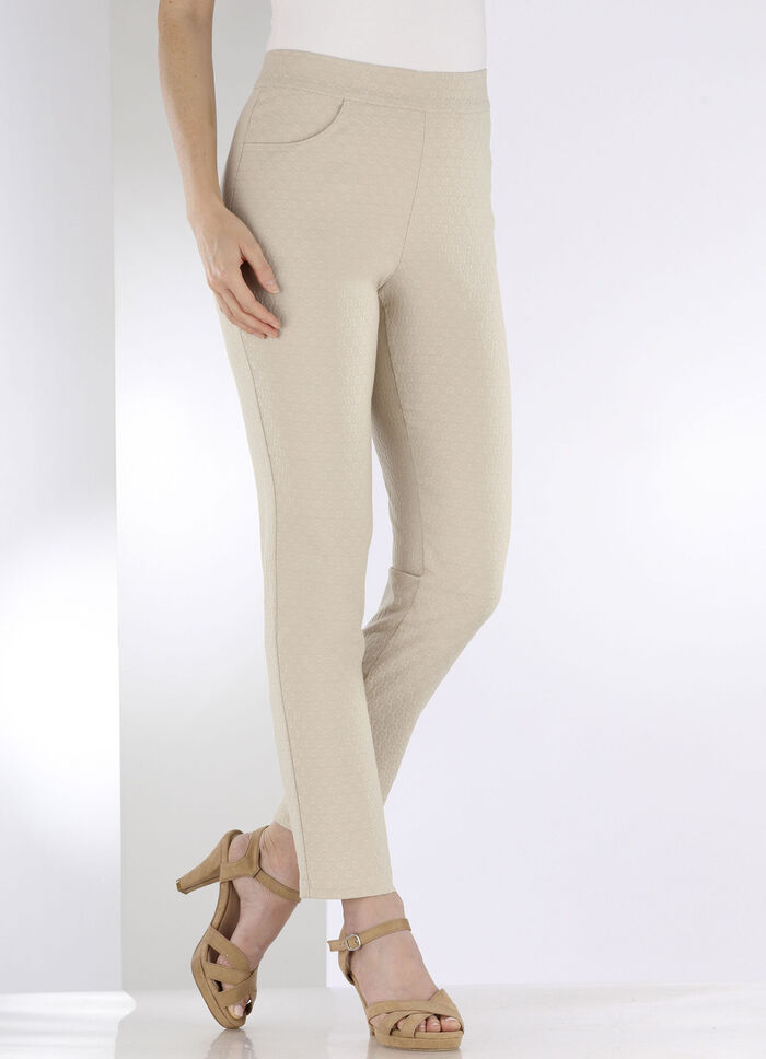Ankellånga byxor i bekväm pull-on-stil BEIGE