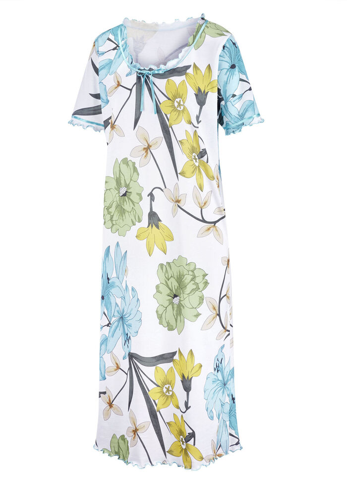 Nattlinne med vågiga kanter och korta ärmar 