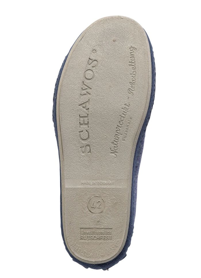 Tofflor i ullfilt med anatomiskt formad fotb&auml;dd MARINE