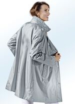 Funktionell l&aring;ng jacka med fast huva integrerad i kragen 