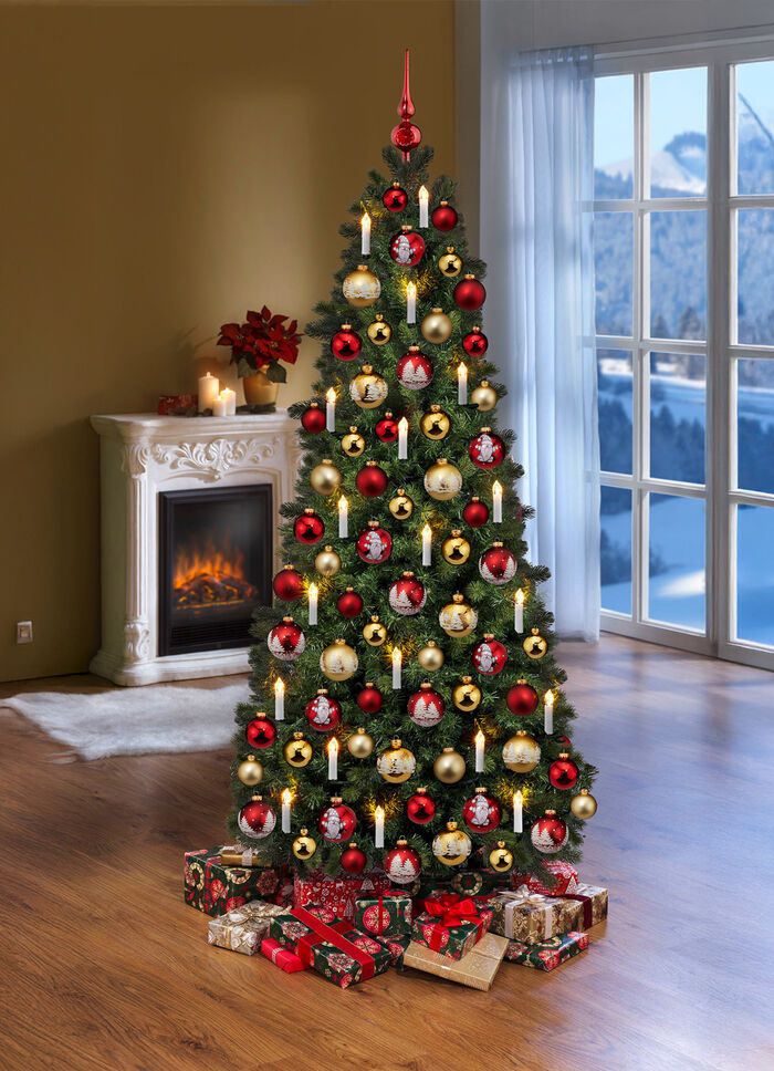 16-delade julgranskulor i glas GOLD