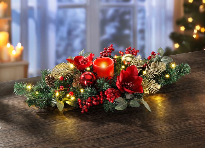 Bordsarrangemang med LED &auml;kta vaxljus 