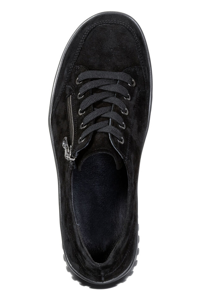 ELENA EDEN, bekväma damskor med snörning, bredd H, med uttagbar fotbädd SVART