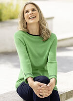 Pullover med dekorativa ärmslut GRÖN-NATT BLÅ