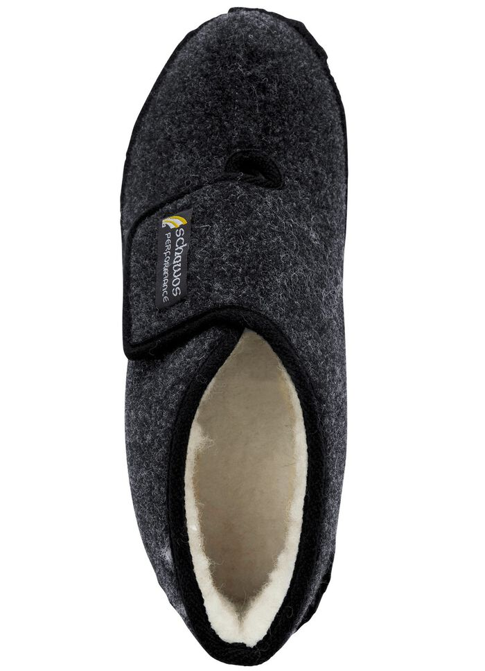 Fodrade herrtofflor, med ny ull ANTRACIT-SVART