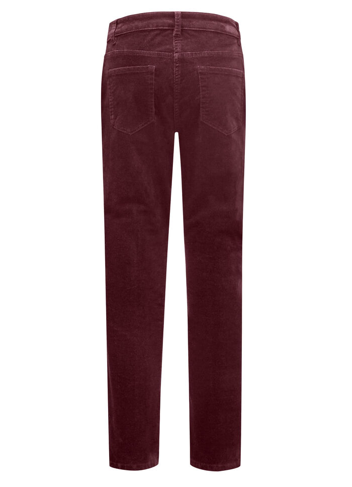 Sammetsmjuka byxor i 5-ficksform BORDEAUX