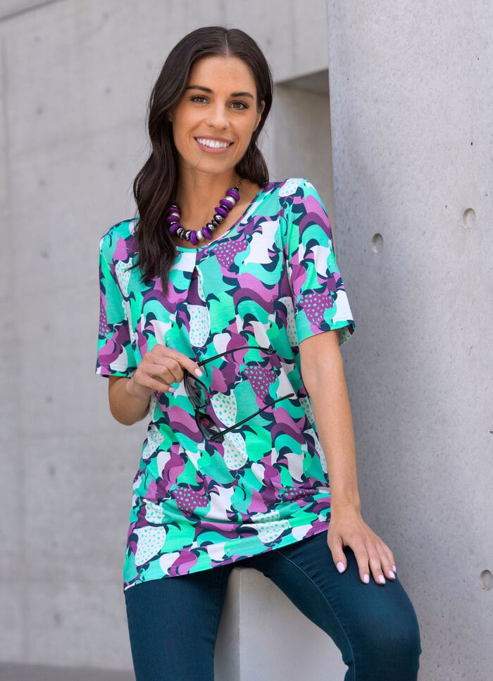 Skjorta med briljant f&auml;rgat all-over tryck 