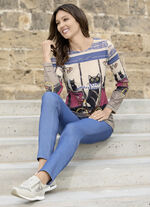 Skjorta med "kattmotiv" FLERFÄRG