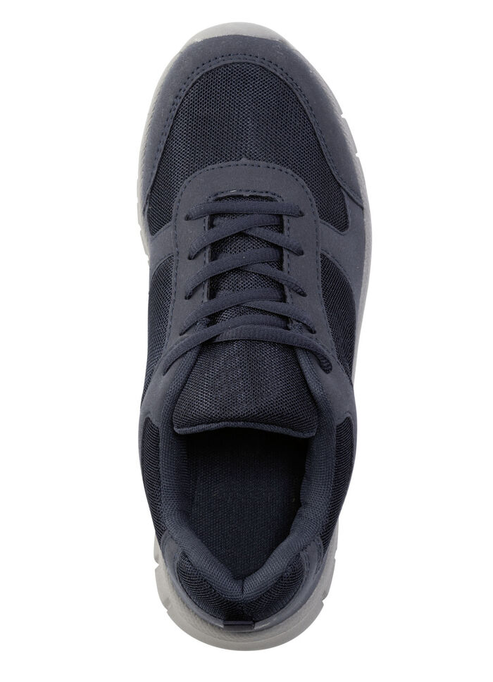 Sneakers med snörning av syntetiskt och mjukt textilmaterial, 